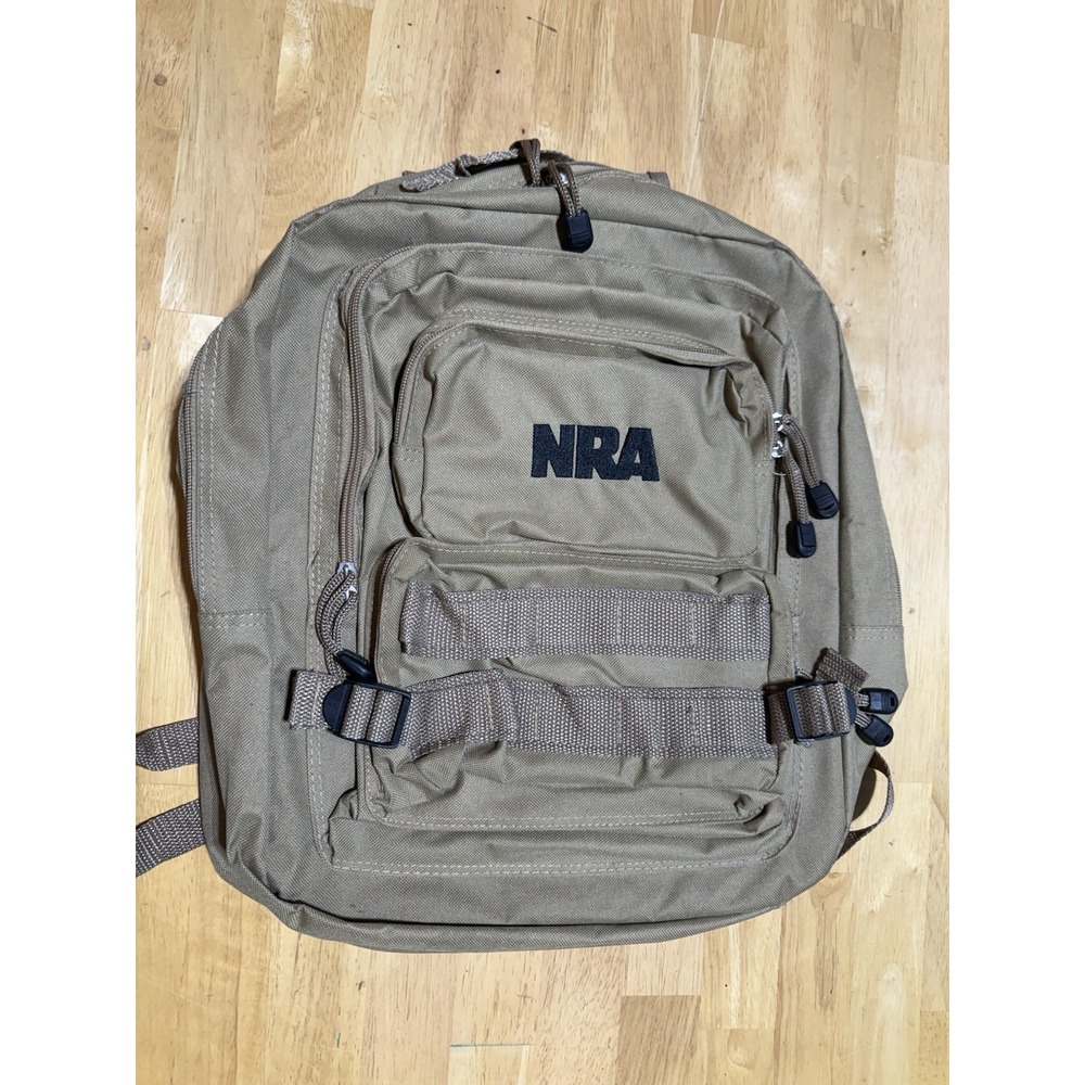 NRA Tactical Backpack Tan Khaki Range Hunting Daypack MOLLE Style 15"